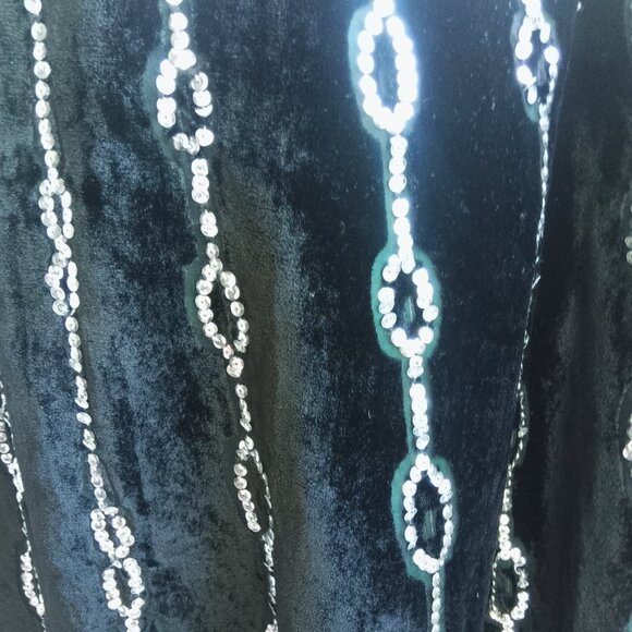 VTG Y2K Black Velvet Sequin Boho Victorian Fairy Whimisygoth Flowy Midi Skirt - Picture 6 of 9